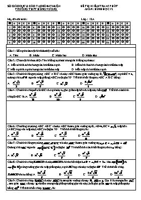 Đề thi kiểm tra 45 phút môn Hình học 12 - Chương 1